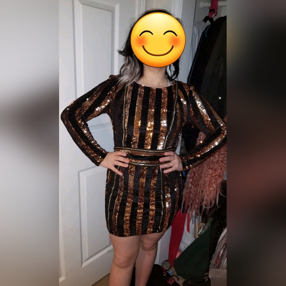 Gold and Black Sequin Dress